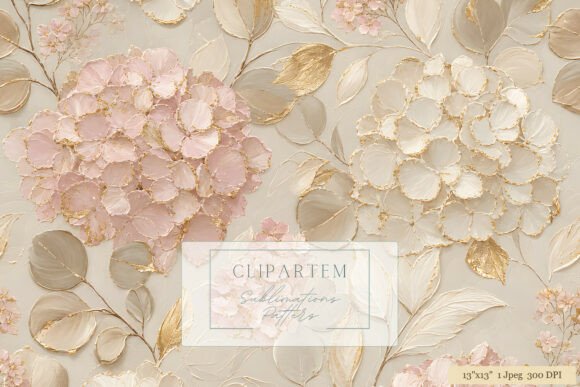 Download Blush Gold Hydrangea Floral Pattern - Lush Collection