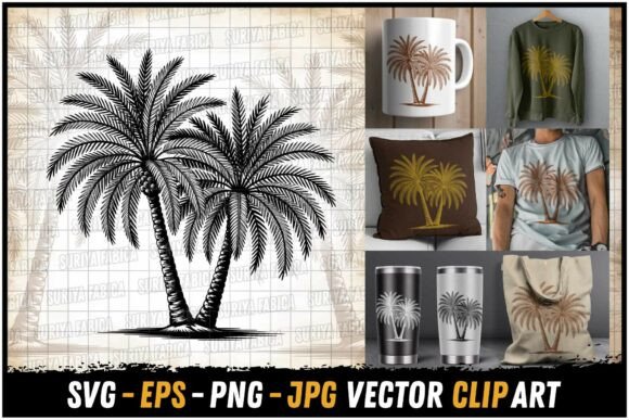 Download Lush Dual Palm Tree Wave Design SVG - Lush Collection